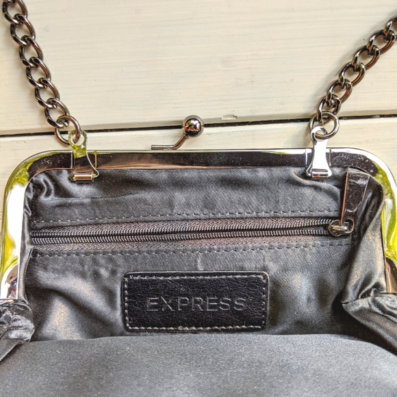 Express Black Sparkle Evening Purse w/ Chain Strap - Picture 3 of 4
